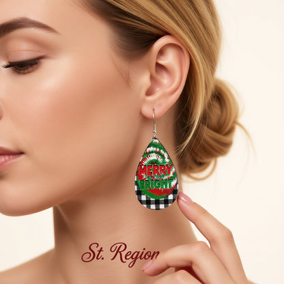 Red Multicolor and Silver-Plated Plaid 'Merry and Bright' Drop Earrings, silver drop earrings for women, styled look
