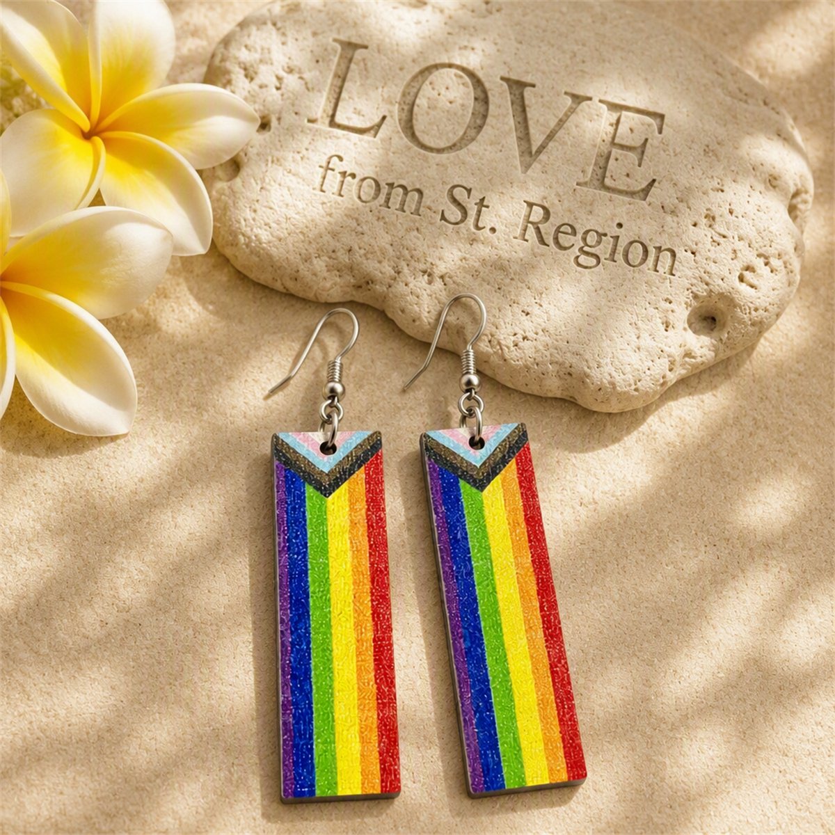 Red and Purple Rainbow Bar Drop Earrings, drop earrings for women, everyday style, lifestyle look