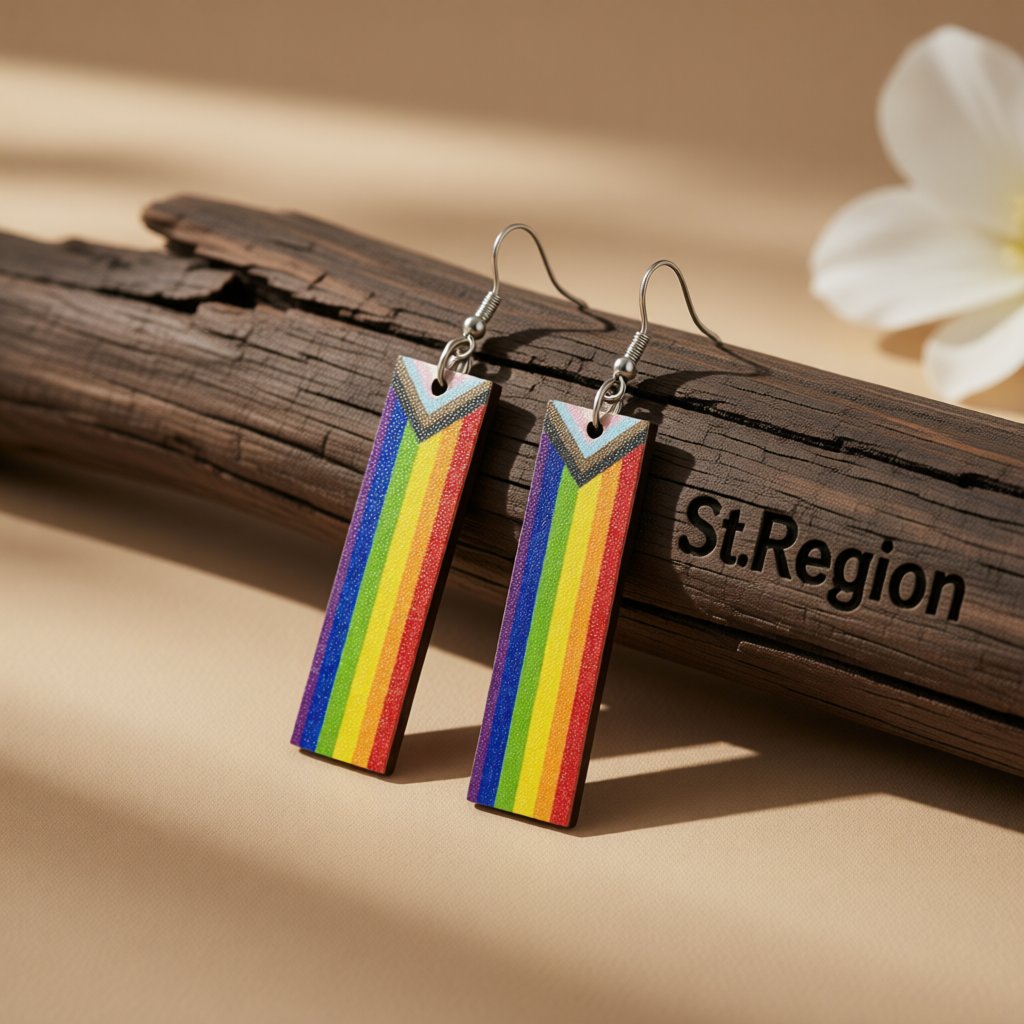 Red and Purple Rainbow Bar Drop Earrings, drop earrings for women, everyday style, front view