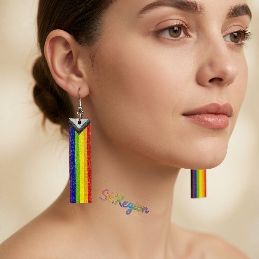 Red and Purple Rainbow Bar Drop Earrings, drop earrings for women, everyday style, styled look