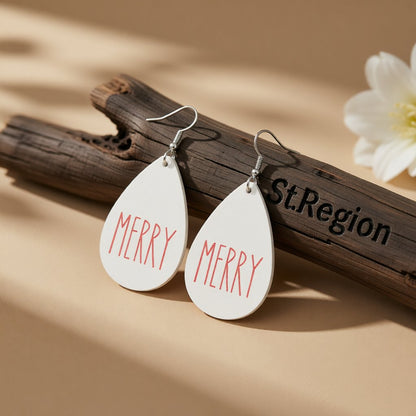 White and Silver-Plated 'Merry' Drop Earrings, silver drop earrings for women, everyday style, front view
