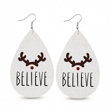 White Antler 'Believe' Teardrop Earrings, drop earrings for women, elegant gift for her, side view