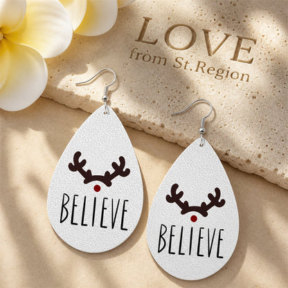 White Antler 'Believe' Teardrop Earrings, drop earrings for women, elegant gift for her, lifestyle look