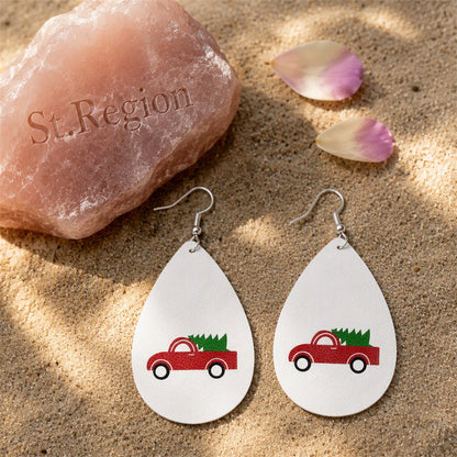 White Polystyrene and Silver-Plated Holiday Goods Car Drop Earrings, silver drop earrings for women, detail close-up