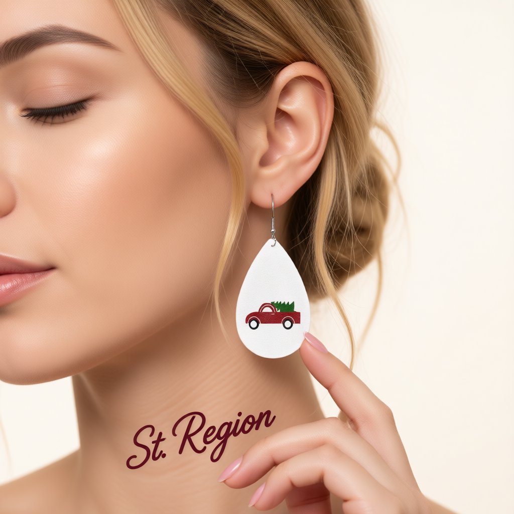 White Polystyrene and Silver-Plated Holiday Goods Car Drop Earrings, silver drop earrings for women, styled look