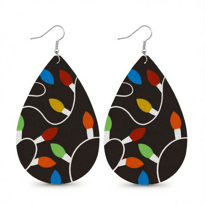 Black String Lights Teardrop Earrings, drop earrings for women, botanical inspired, side view