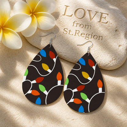 Black String Lights Teardrop Earrings, drop earrings for women, botanical inspired, lifestyle look