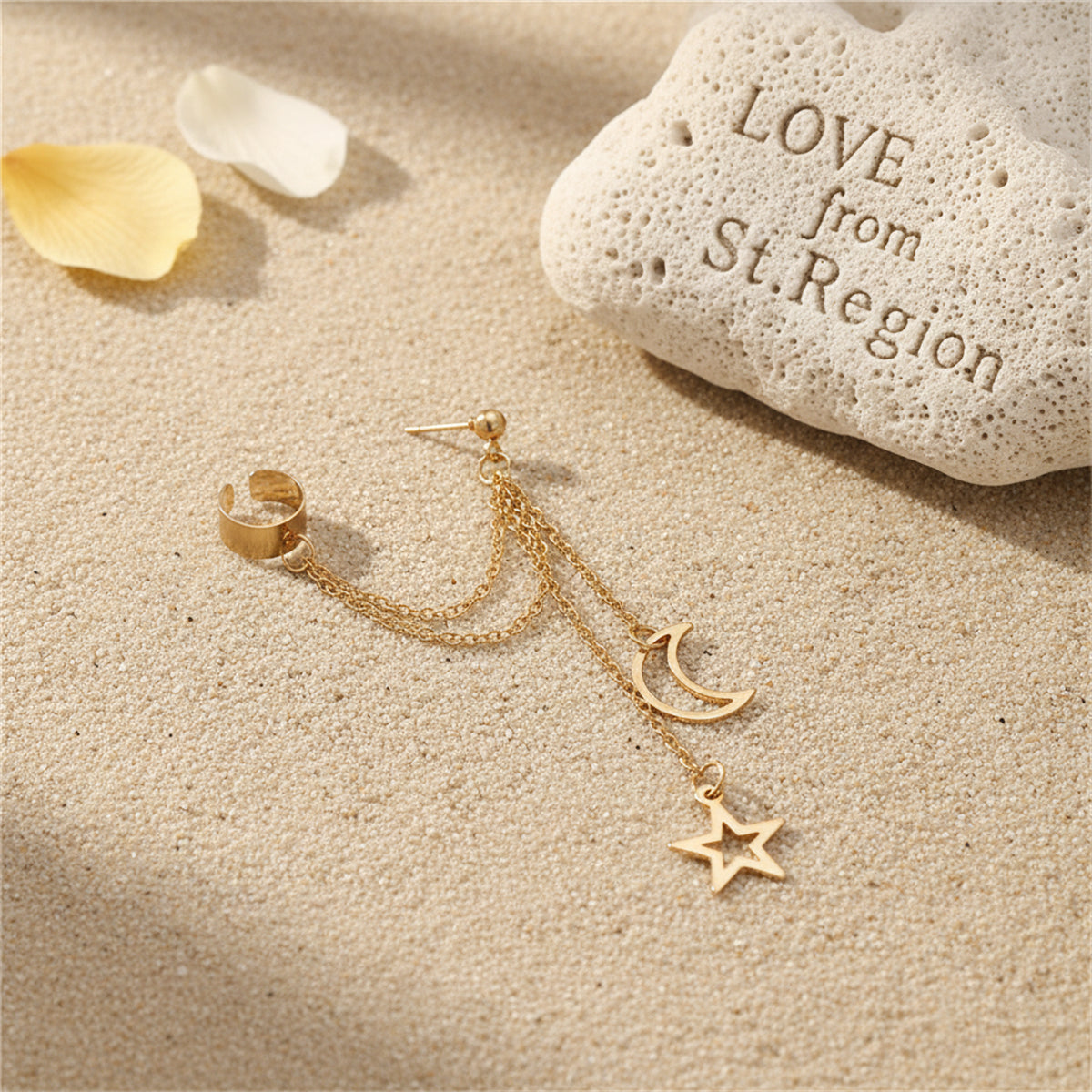 18K Gold-Plated Celestial Ear Cuff Drop Earrings