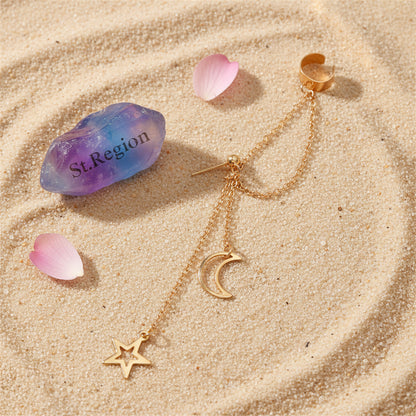 18K Gold-Plated Celestial Ear Cuff Drop Earrings