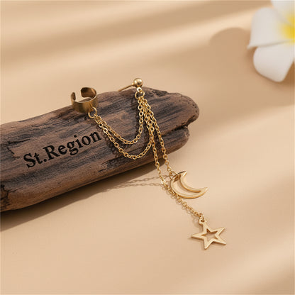 18K Gold-Plated Celestial Ear Cuff Drop Earrings