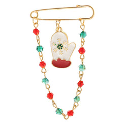 18K Gold-Plated & Multicolor Bead Mitten Chain Brooch