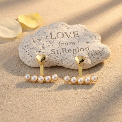 Pearl and 18K Gold-Plated Heart Ear Jackets, botanical inspired, lifestyle look