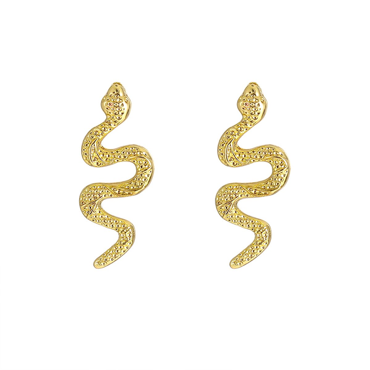 18K Gold-Plated Snake Stud Earrings, gold stud earrings for women, everyday style, side view