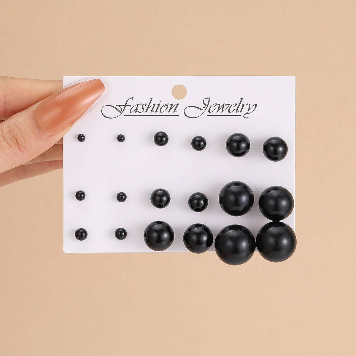 Black Resin and Silver-Plated Ball Stud Earring Set, silver stud earrings for women, everyday style, lifestyle look