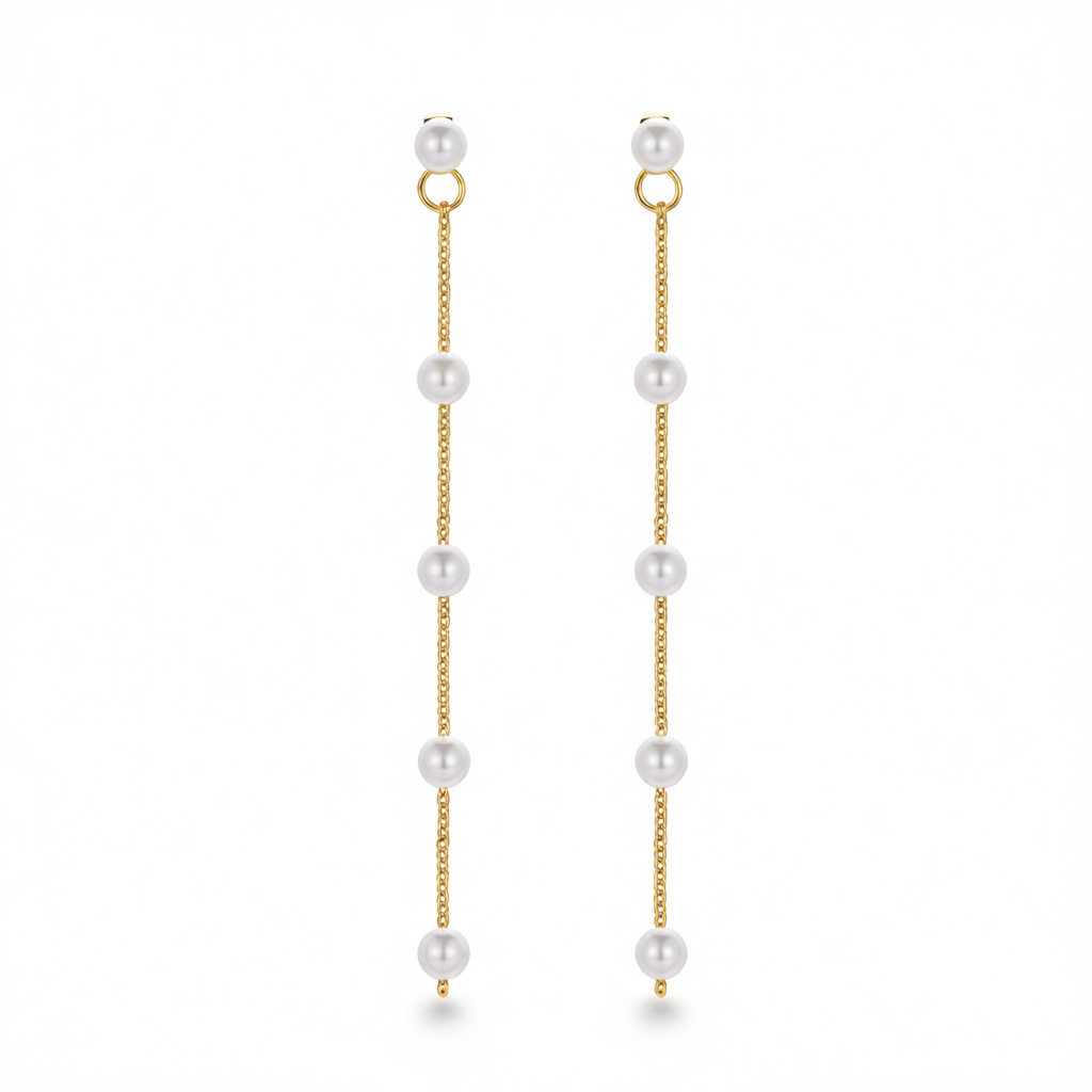 Pearl & 18K Gold-Plated Chain Drop Earrings