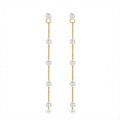 Pearl & 18K Gold-Plated Chain Drop Earrings