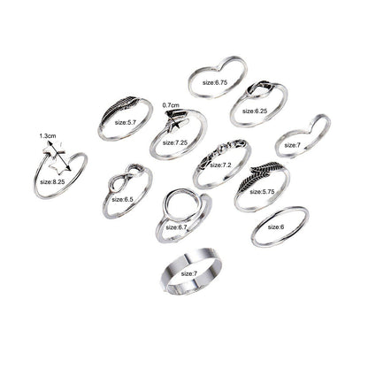 Blue Enamel and Silver-Plated Botanical Celestial Ring Set, silver statement rings for women, everyday style, styled look