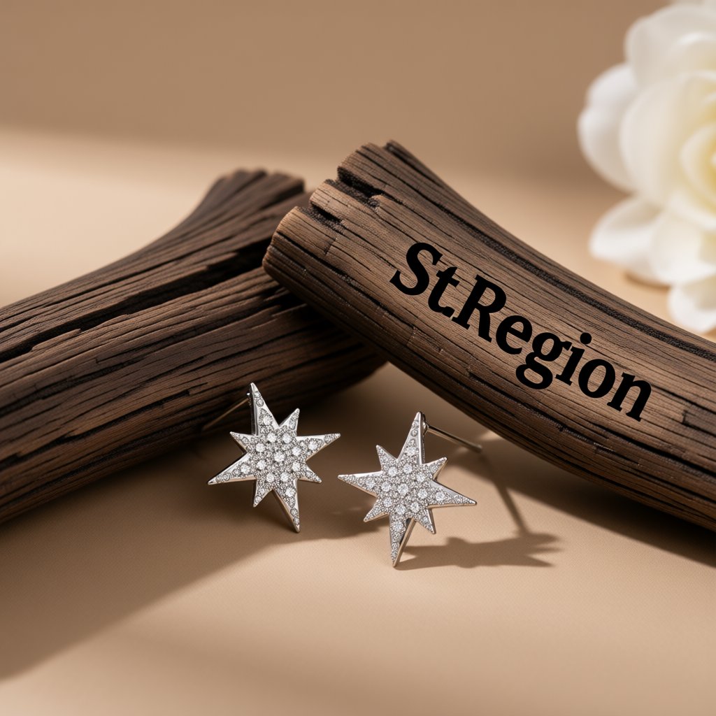 Cubic Zirconia and Silver-Plated Starburst Stud Earrings, cubic zirconia stud earrings for women, front view
