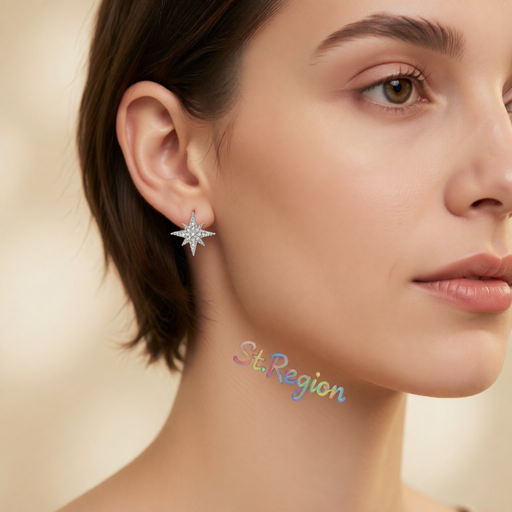 Cubic Zirconia and Silver-Plated Starburst Stud Earrings, cubic zirconia stud earrings for women, styled look