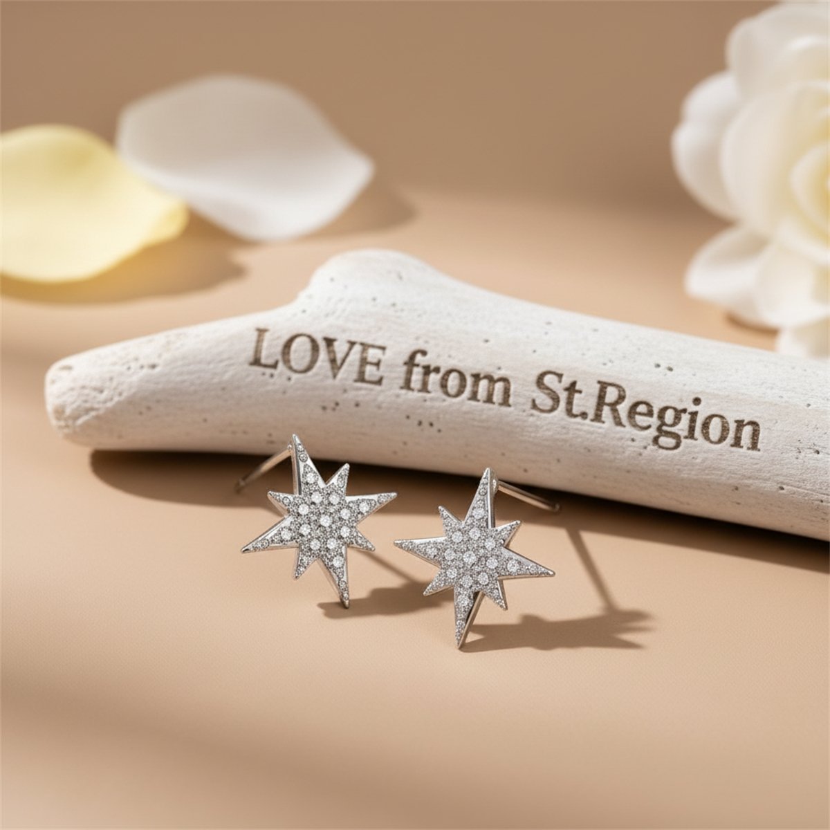 Cubic Zirconia and Silver-Plated Starburst Stud Earrings, cubic zirconia stud earrings for women, lifestyle look