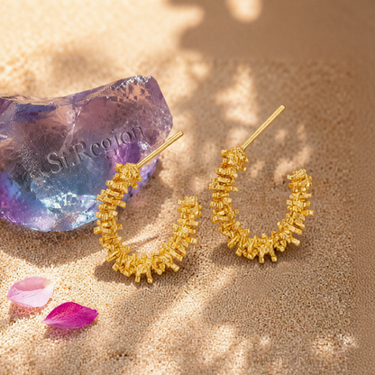 18K Gold-Plated Spike Huggie Earrings