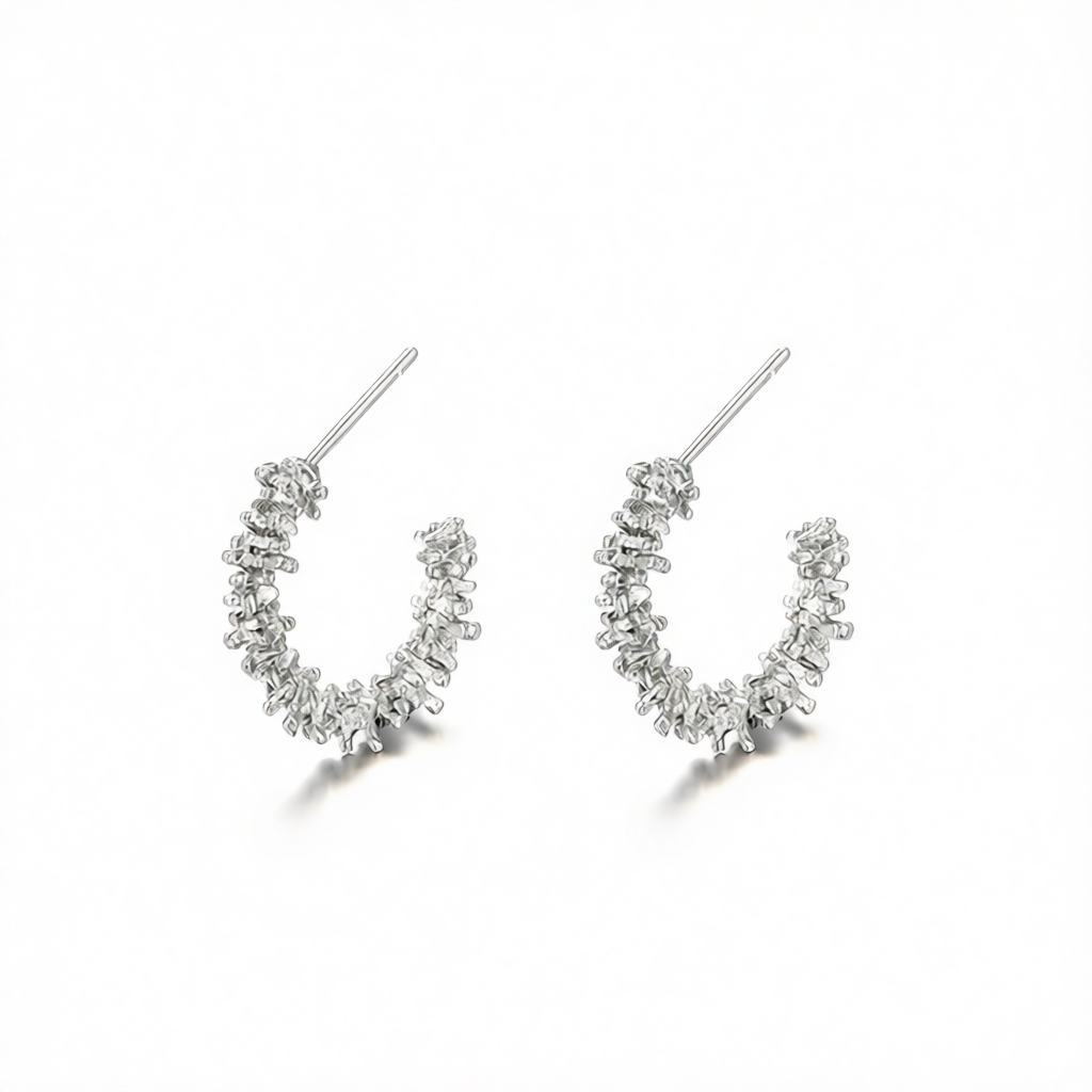 Silver-Plated Spike Huggie Earrings