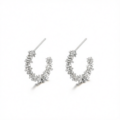 Silver-Plated Spike Huggie Earrings