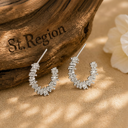 Silver-Plated Spike Huggie Earrings