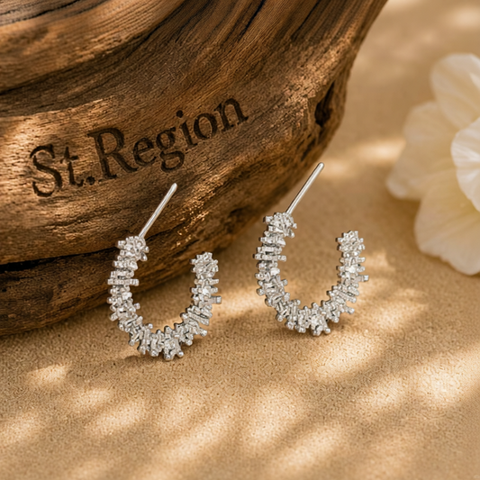 Silver-Plated Spike Huggie Earrings