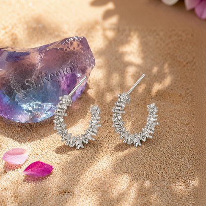 Silver-Plated Spike Huggie Earrings