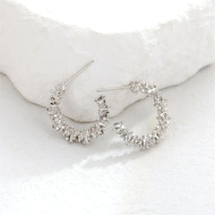 Silver-Plated Spike Huggie Earrings