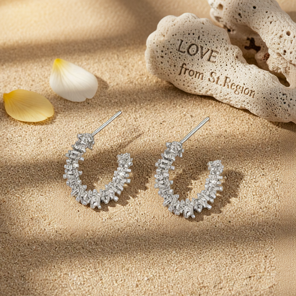 Silver-Plated Spike Huggie Earrings