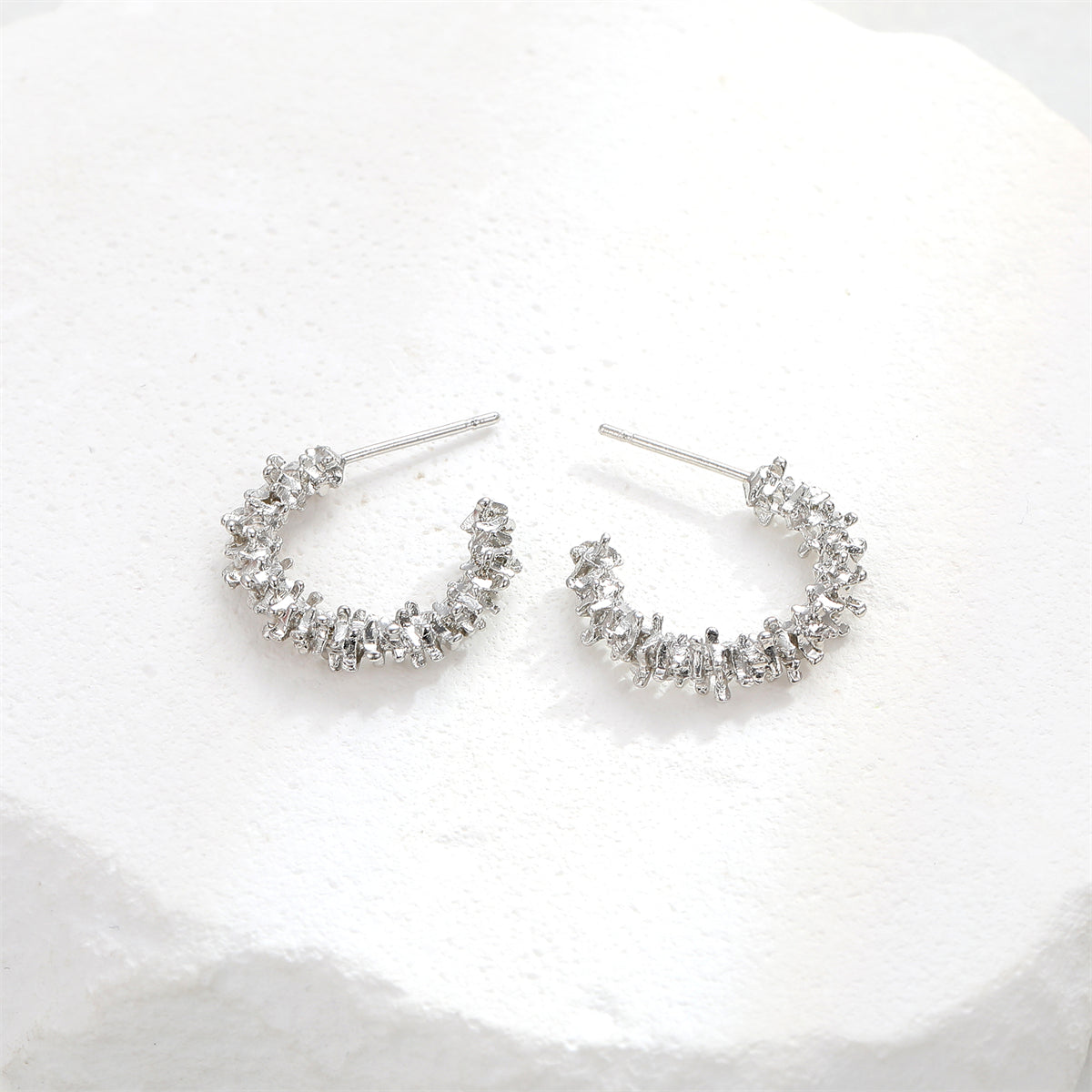 Silver-Plated Spike Huggie Earrings