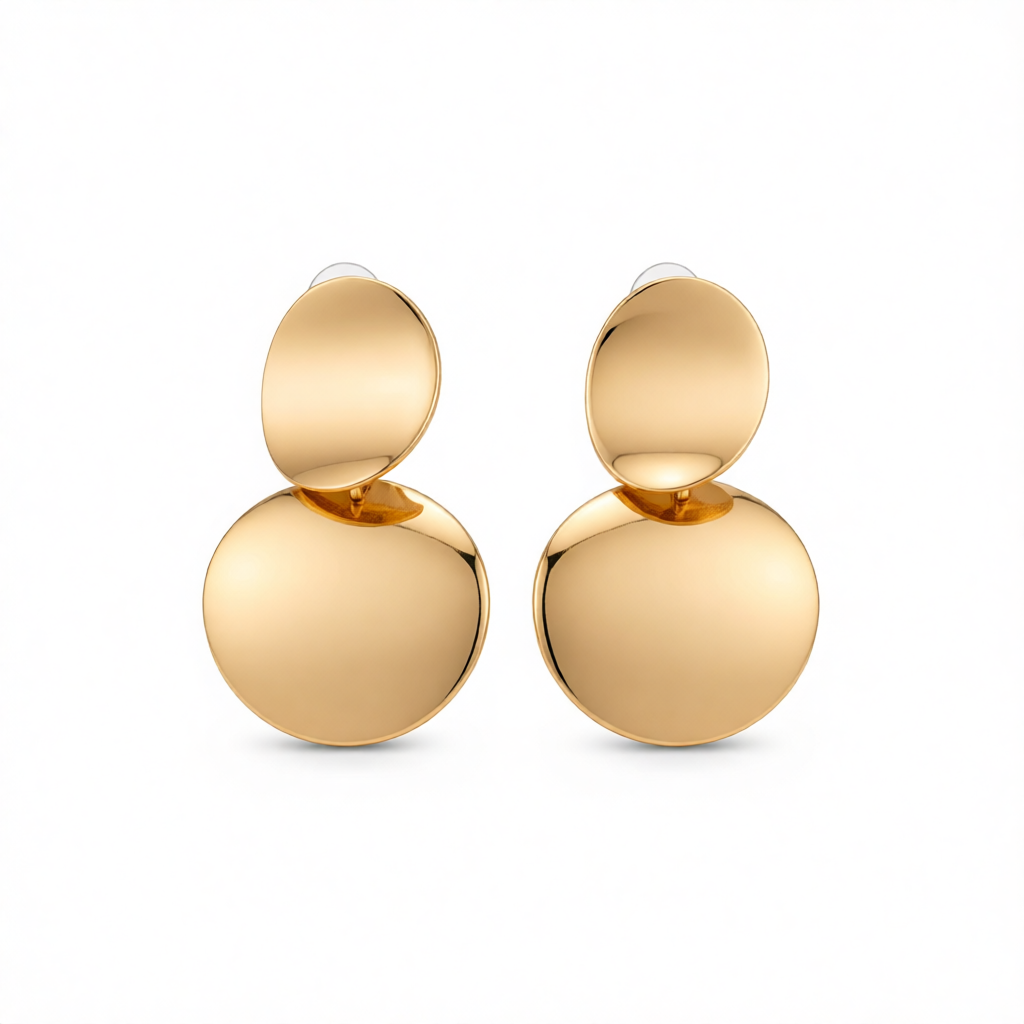 18K Gold-Plated Dual Circle Drop Earrings