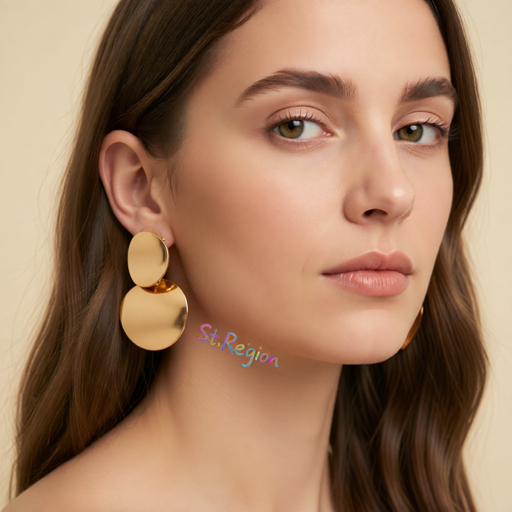18K Gold-Plated Dual Circle Drop Earrings
