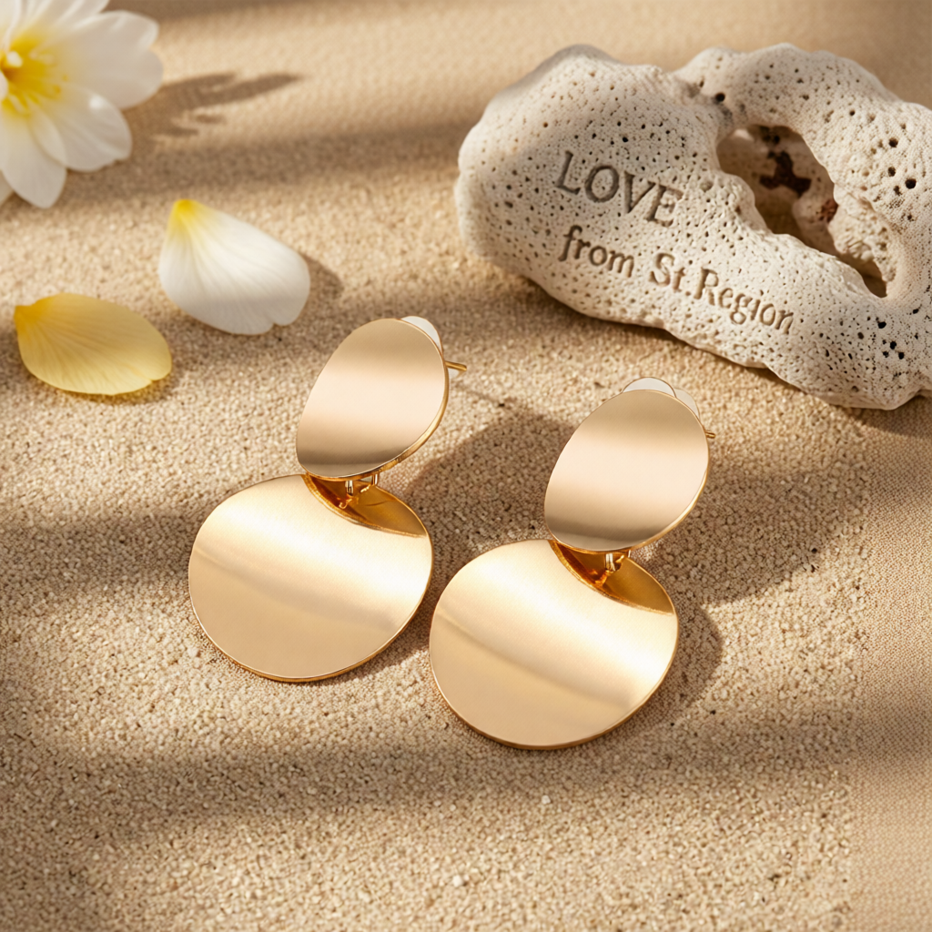 18K Gold-Plated Dual Circle Drop Earrings