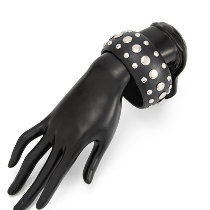 Black Wood and Silvertone Spot Layered Bangle, silver bangle bracelet, elegant gift for her, lifestyle look