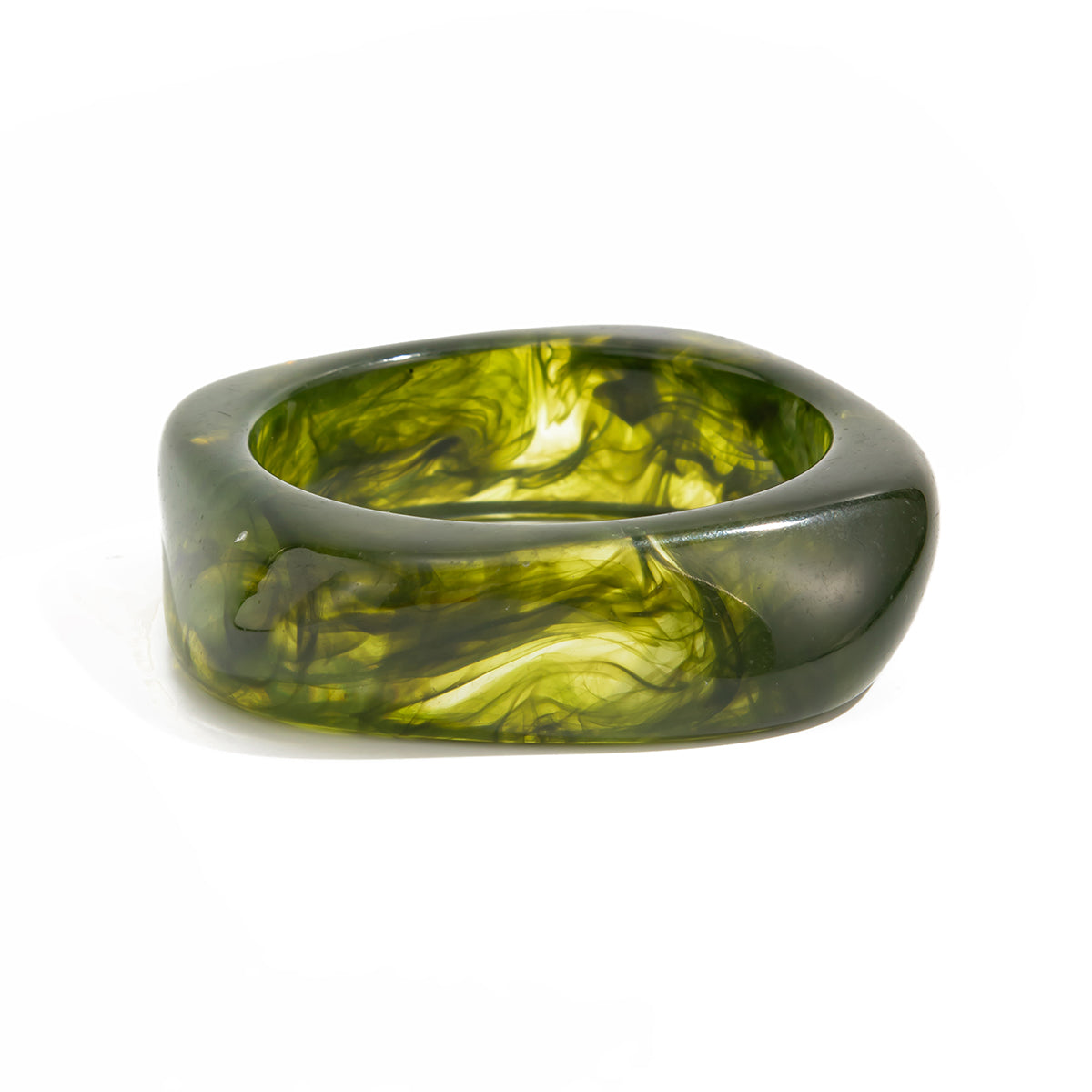 Green Resin Square Bangle, bangle bracelet, everyday style, front view