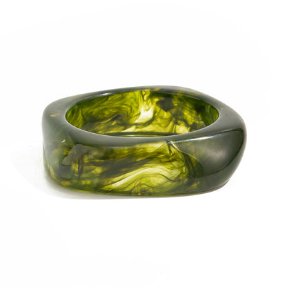 Green Resin Square Bangle, bangle bracelet, everyday style, front view