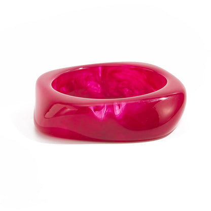 Fuchsia Resin Square Bangle, bangle bracelet, dainty minimalist design, front view