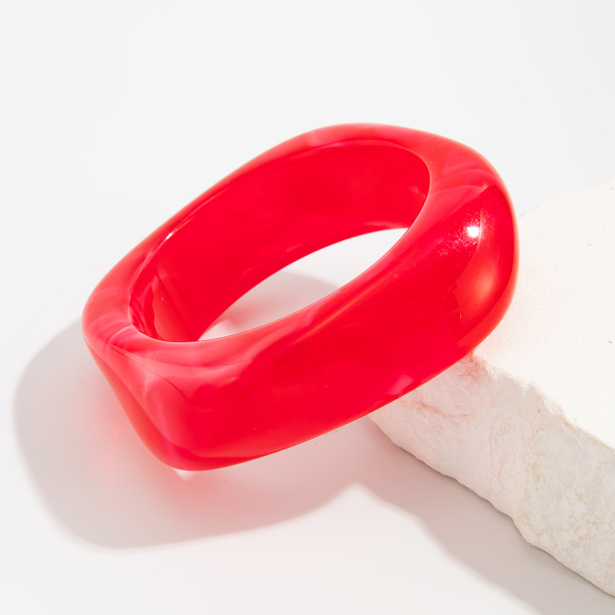 Berry Red Resin Square Bangle, bangle bracelet, elegant gift for her, side view