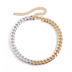 Two Tone Figaro Choker Necklace