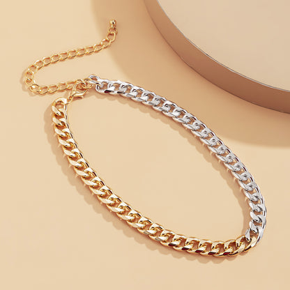 Two Tone Figaro Choker Necklace, chunky choker necklace, botanical inspired, styled look