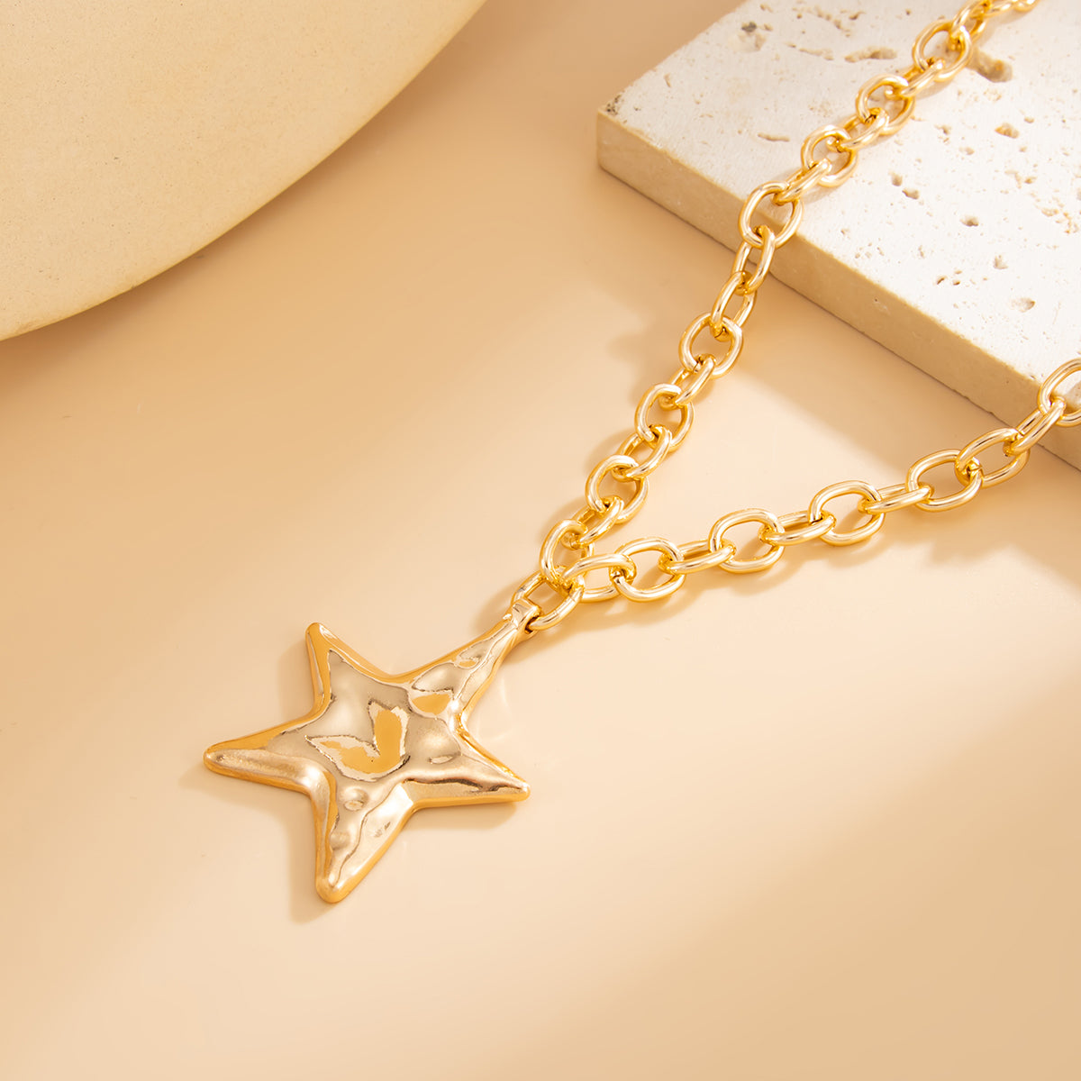 Goldtone Hammered Heart Pendant Necklace, elegant gift for her, detail close-up