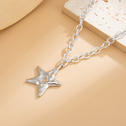 Silvertone Hammered Heart Pendant Necklace, dainty minimalist design, detail close-up
