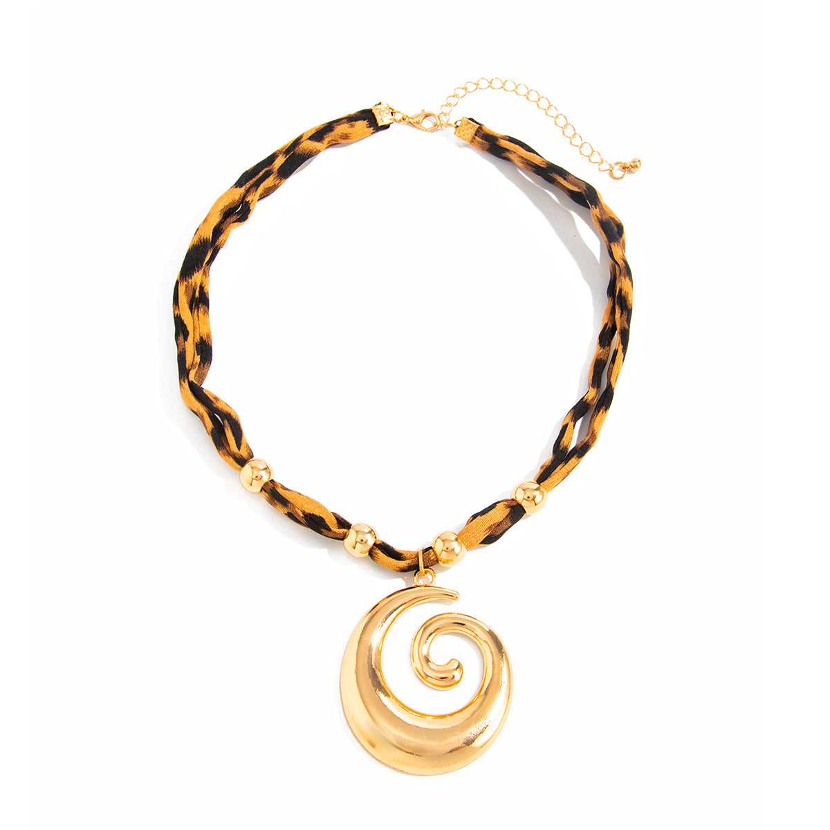 Polyster and Goldtone Vortex Pendant Necklace, everyday style, front view