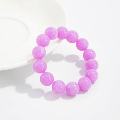 Purple Resin Beaded Stretch Bracelet, dainty minimalist design, side view