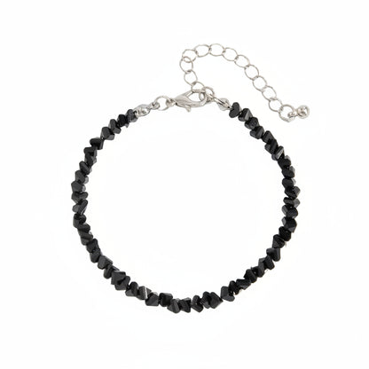 Black Resin & Silvertone Beads Chain Bracelet