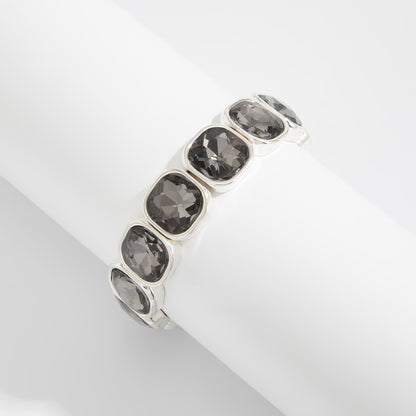 Crystal and Silvertone Square Station Tennis Bracelet, botanical inspired, lifestyle look