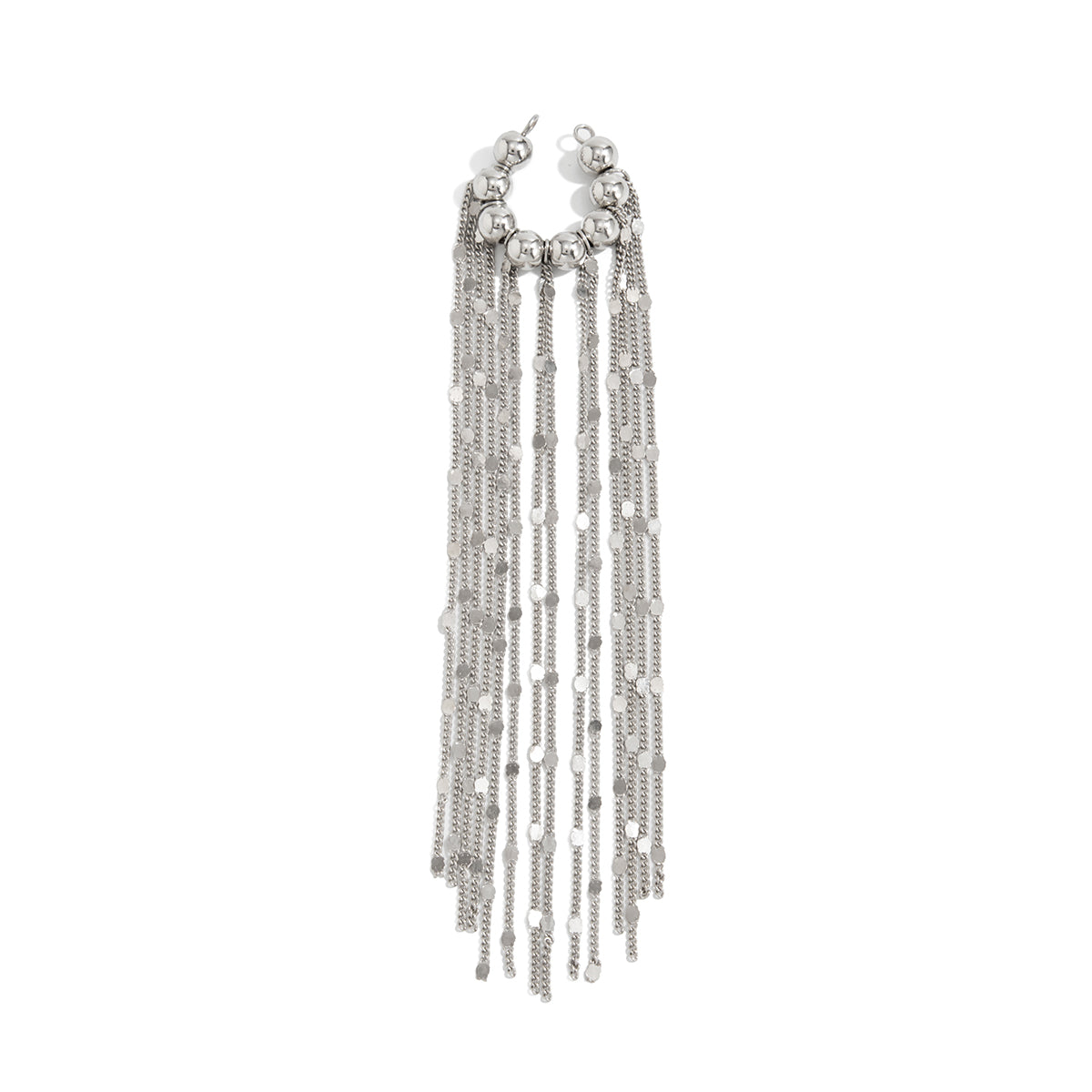Silvertone Beaded Sequin Tassel Ear Cuff